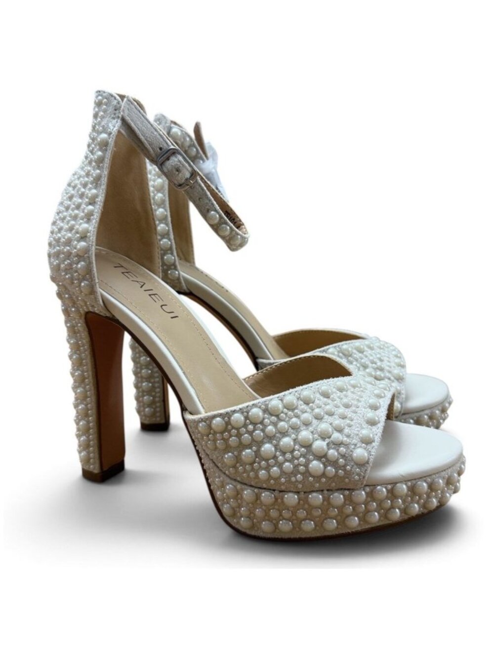Teaieui Pearl Platform Block Heel Size 6 - 1838